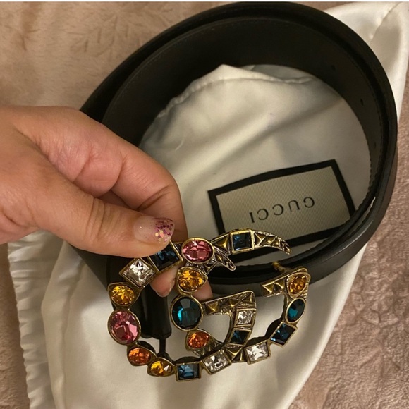 Gucci leather belt with crystals - Picture 2 of 4